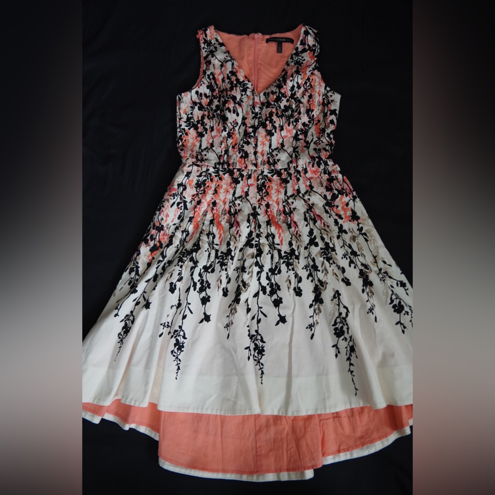 White House Black Market Black and Pink Floral Dress